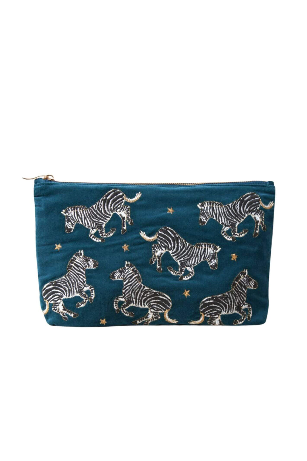 Elizabeth Scarlett Teal Zebra Everyday Velvet Pouch