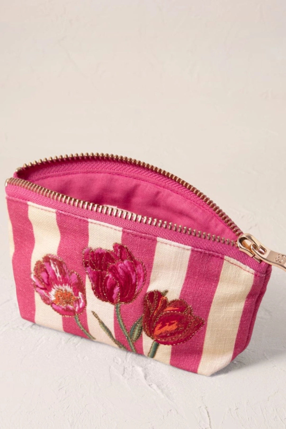 Elizabeth Scarlett Tulip Pink Striped Canvas Coin Purse