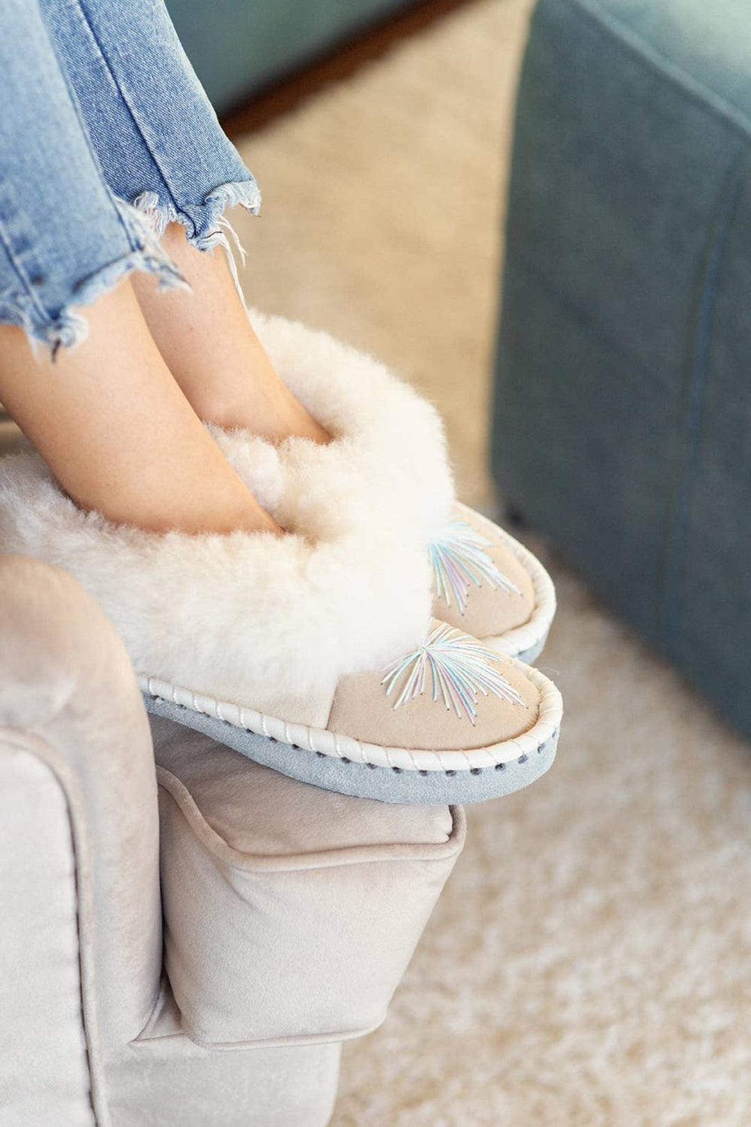 Elsa Natural Sheepskin Full Slipper