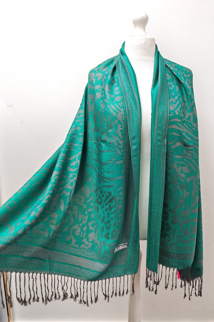 Emerald Animal Print Super Soft Pashmina Scarf Shawl Wrap