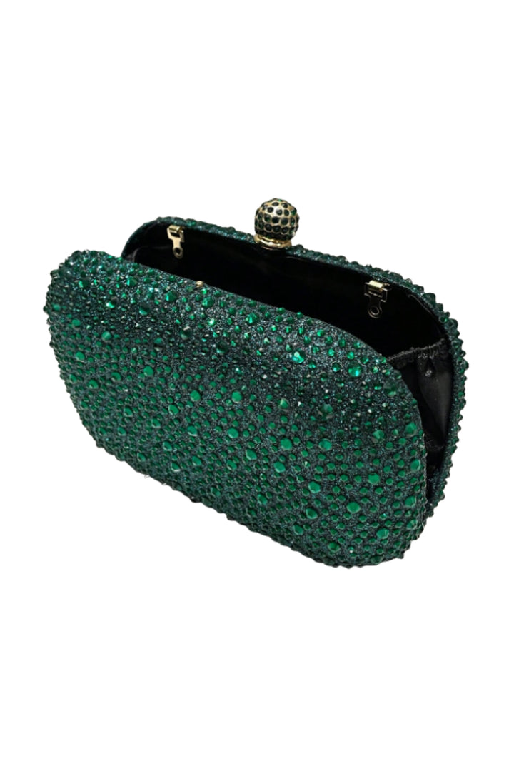 Emerald Crystal Cutch Bag with Strap