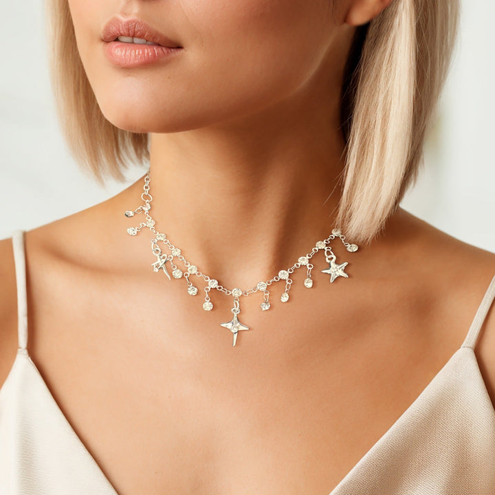 Taalia Silver Celestial Charm Necklace