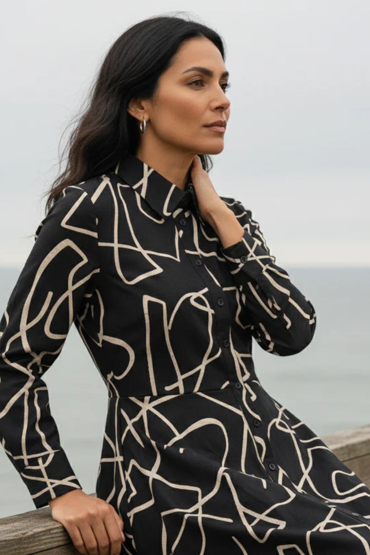 Foil FO8055 Black &amp; Taupe Shirt Dress