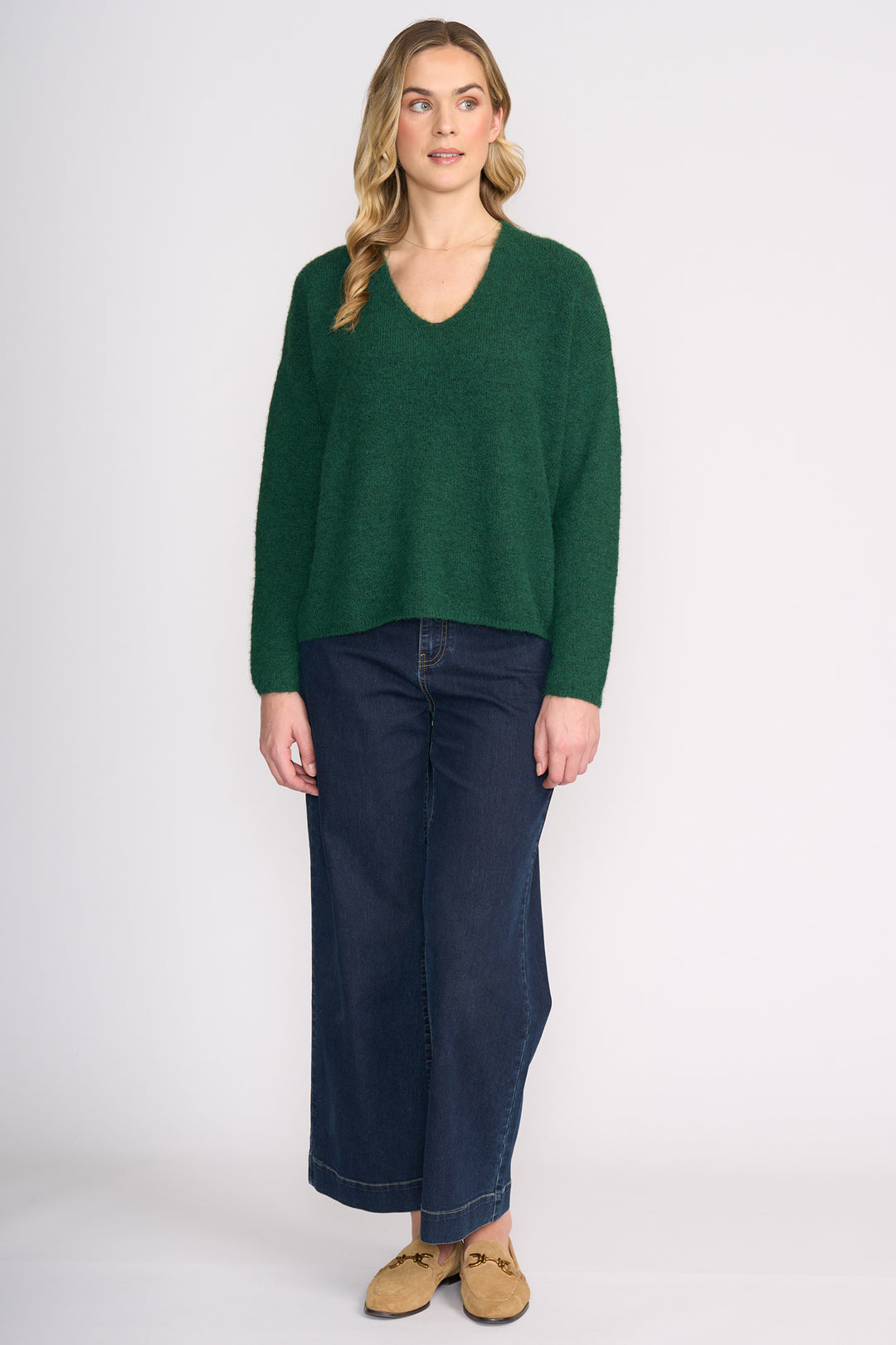 Foil FO8075 Deep Forest Green V-Neck Jumper at Experience Boutique