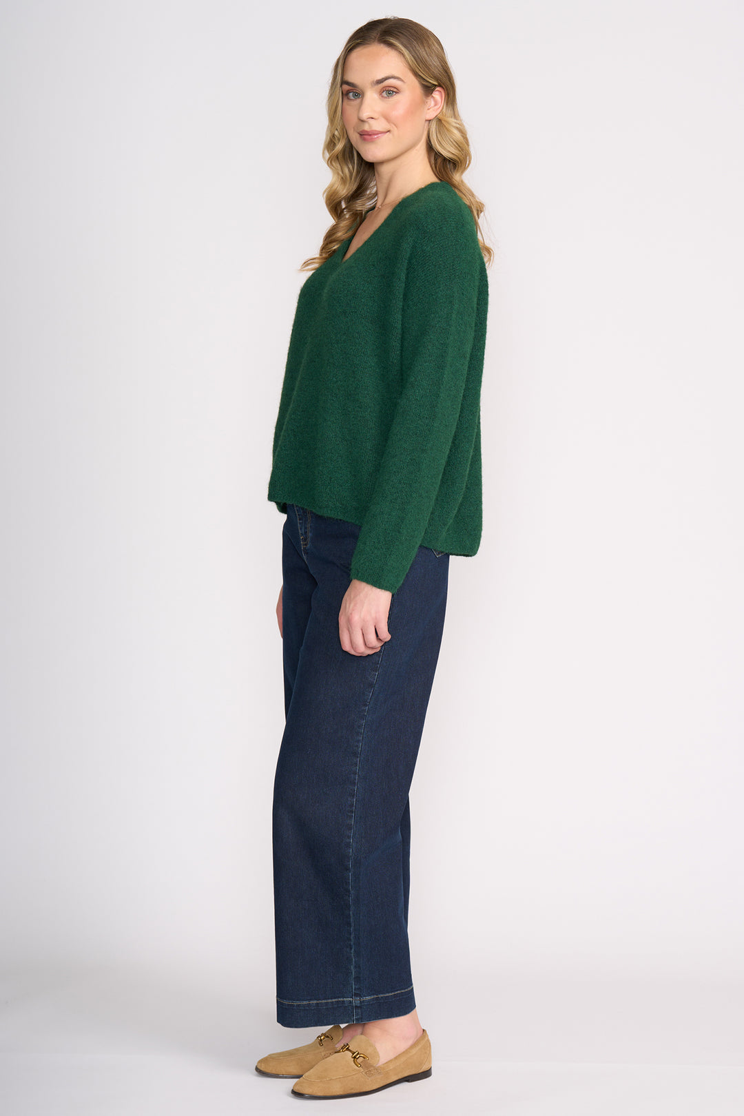 Foil FO8075 Deep Forest Green V-Neck Jumper at Experience Boutique