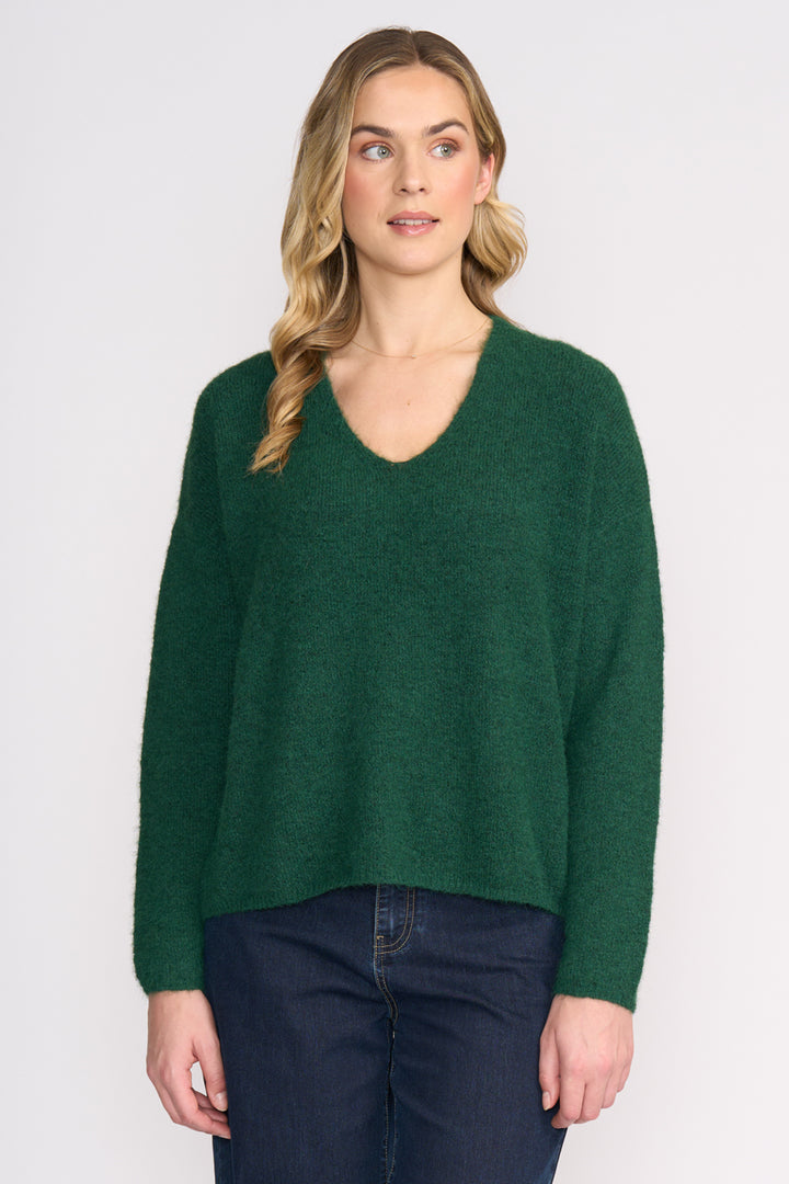 Foil FO8075 Deep Forest Green V-Neck Jumper at Experience Boutique