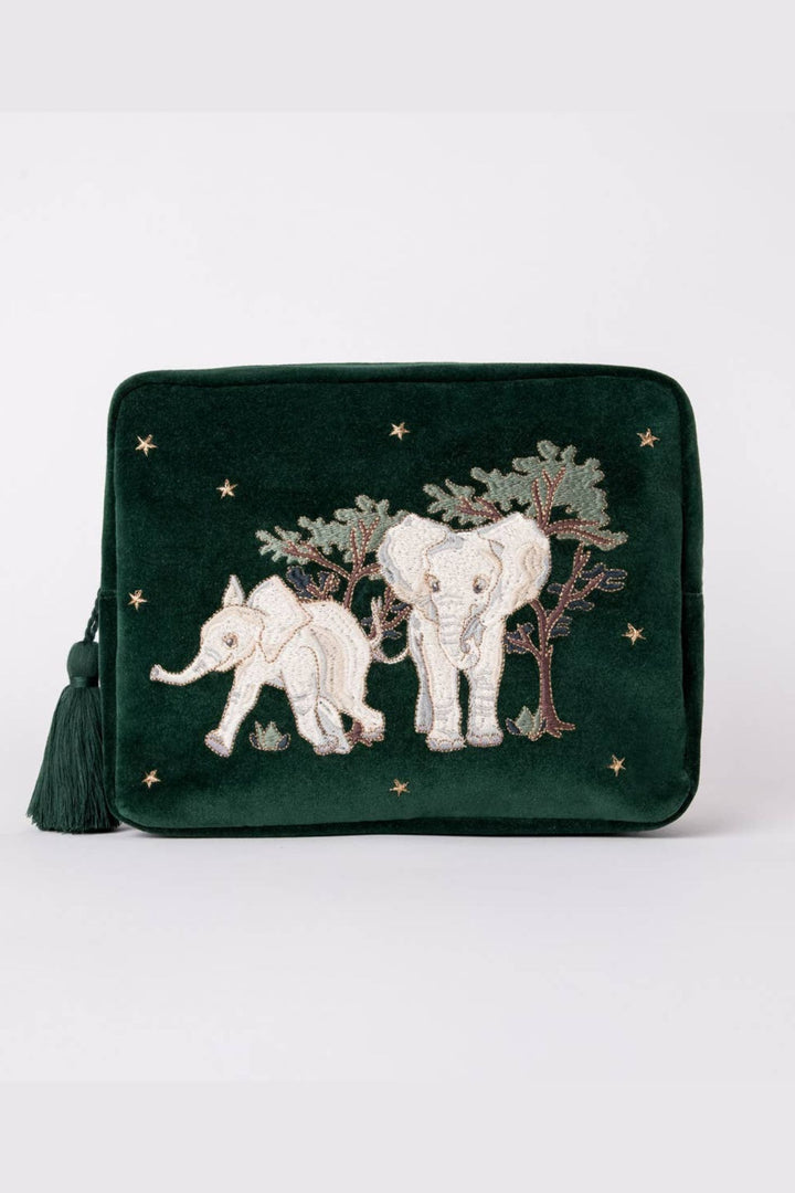 Elizabeth Scarlett Forest Green Baby Elephant Conservation Wash Bag