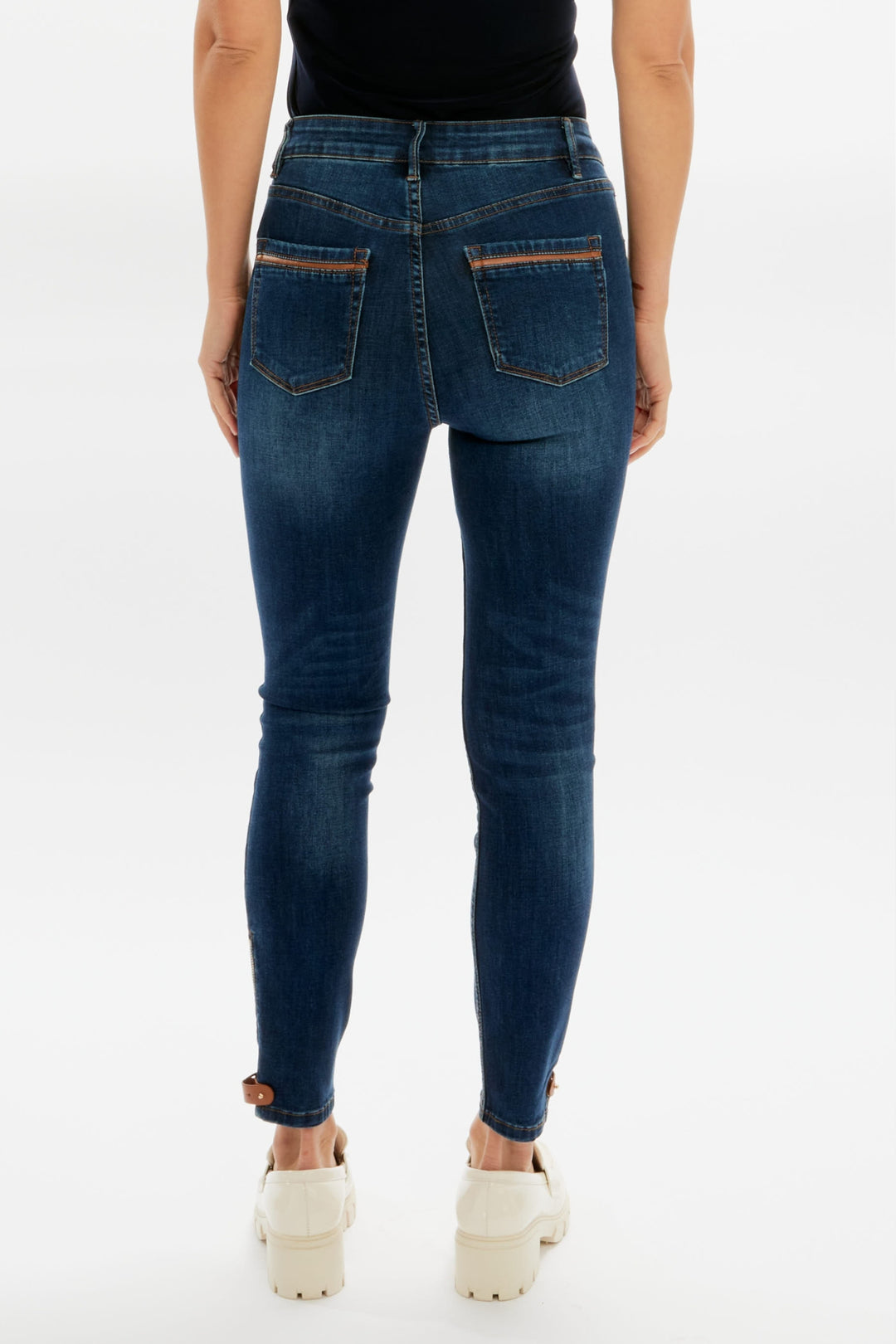 Frank Lyman Dark Denim & Tan Jeans 226182U