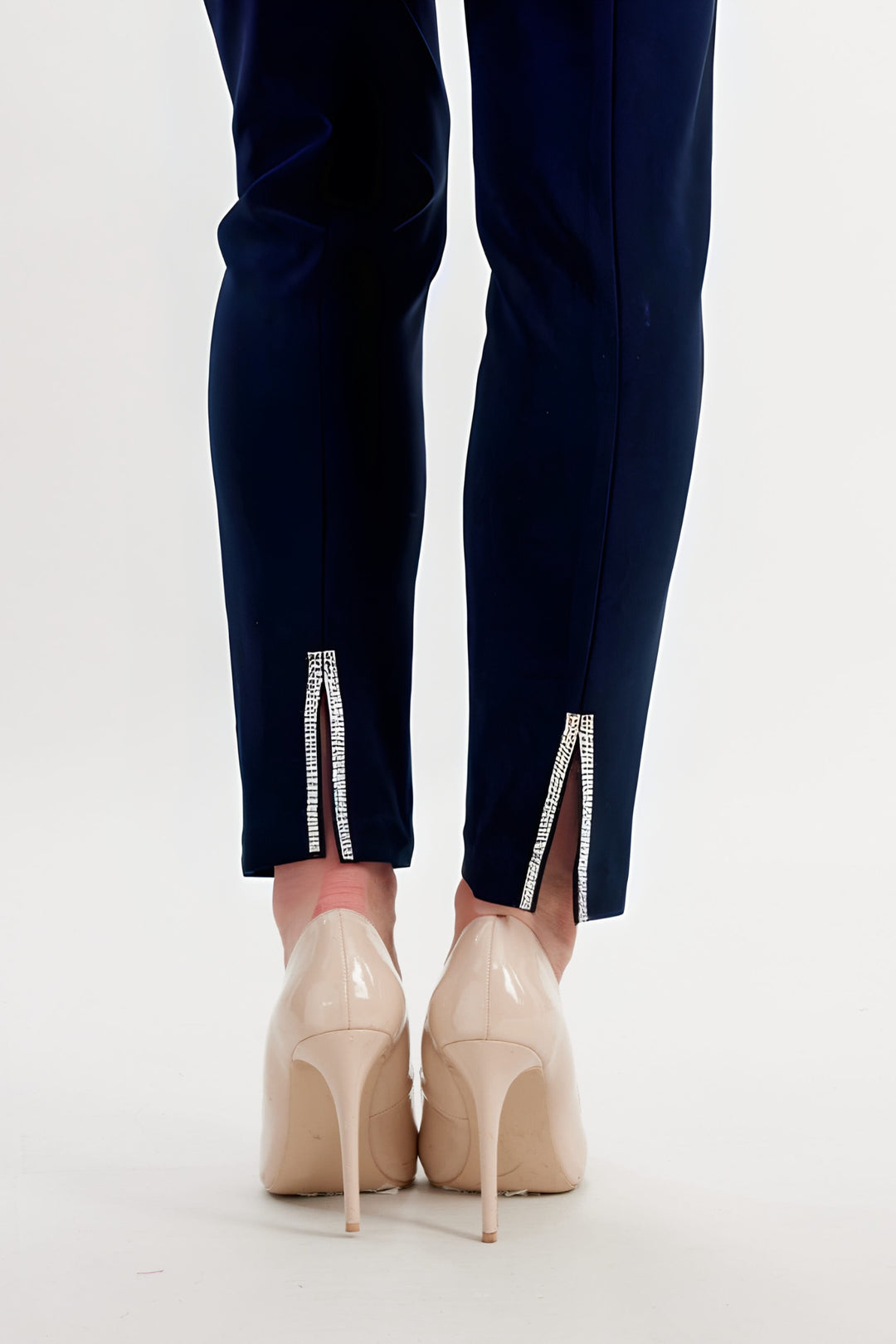 Frank Lyman Navy Diamante Hem Trousers 209027