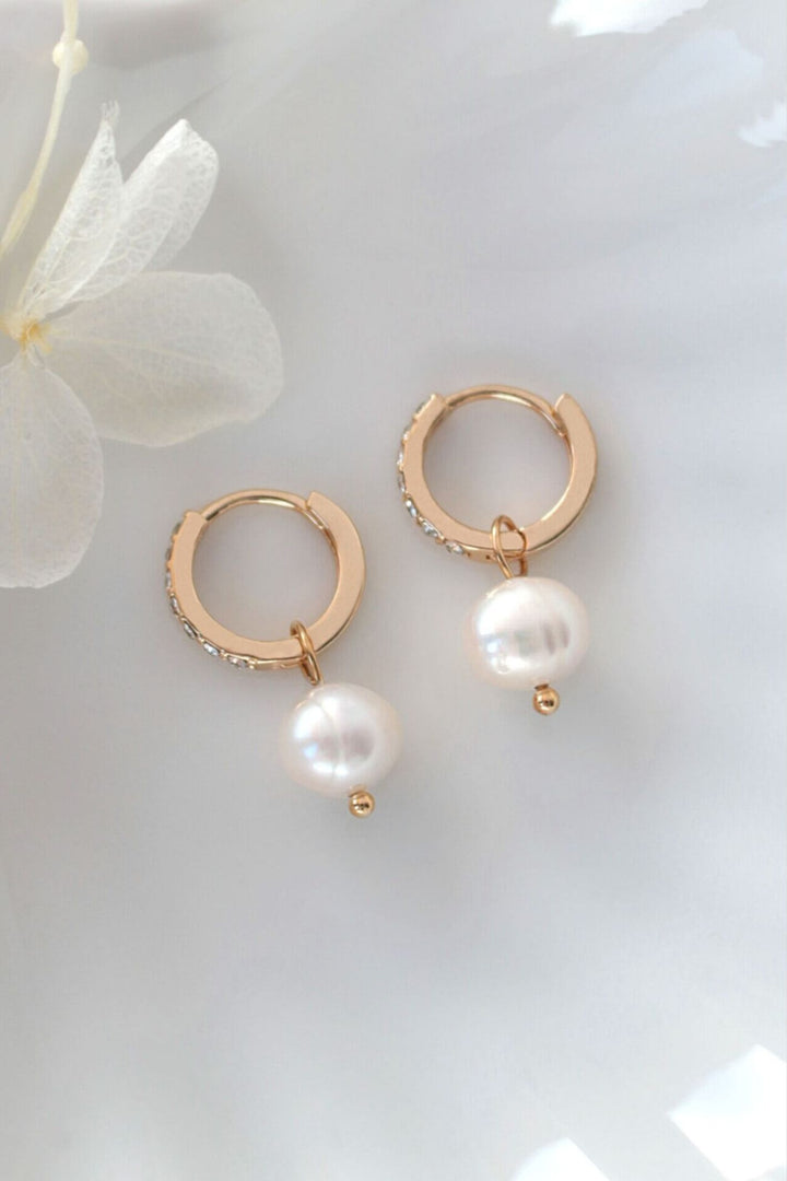 Freshwater Pearl 24K Gold Plated Hoop Earrings