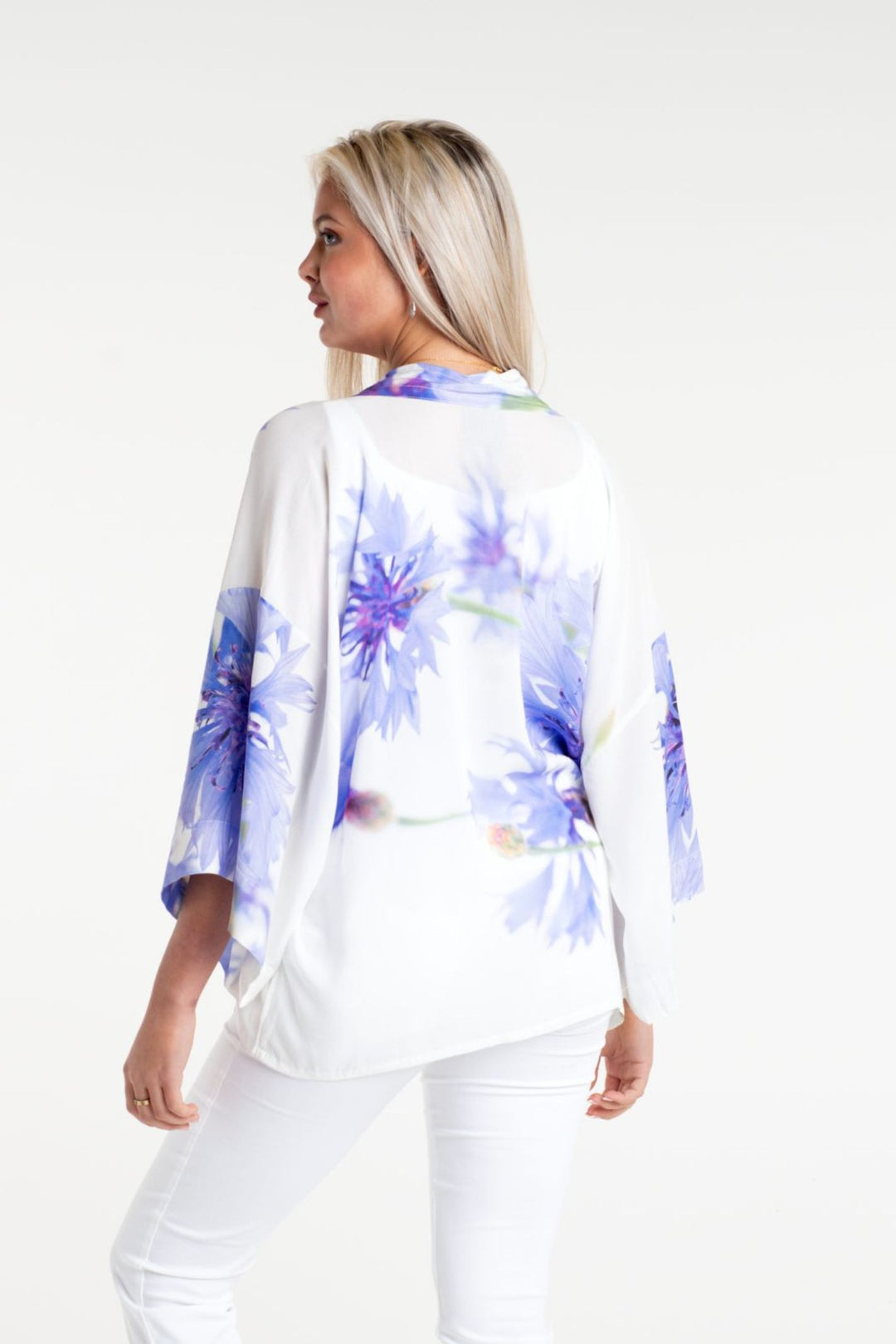 From My Mother's Garden Blue Cornflower Short Kimono