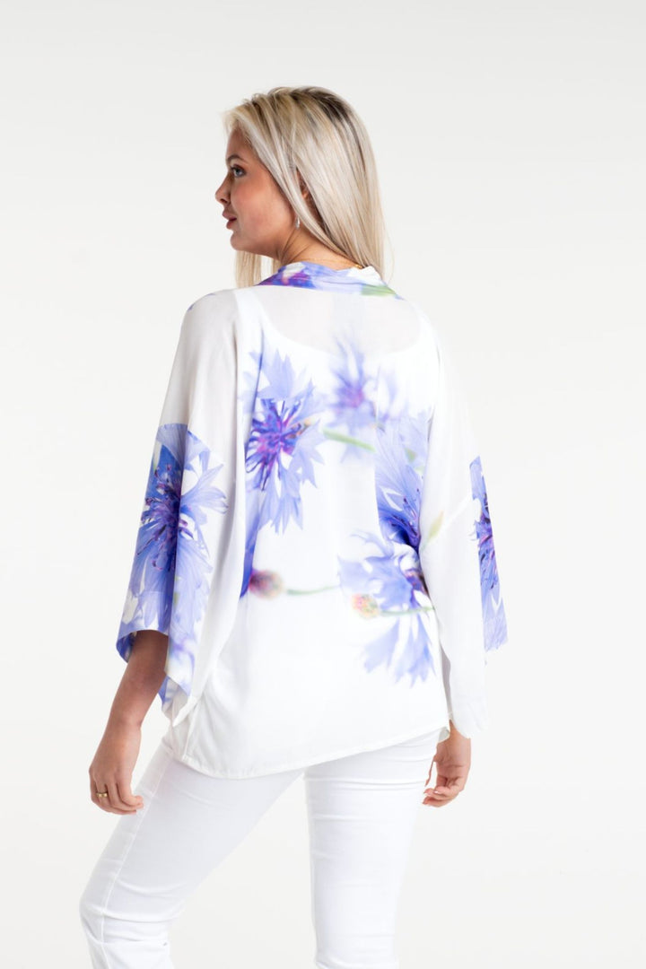 From My Mother's Garden Blue Cornflower Short Kimono