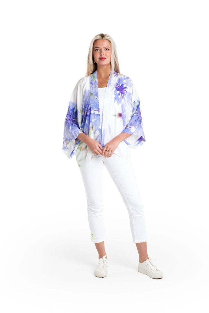 From My Mother's Garden Blue Cornflower Short Kimono