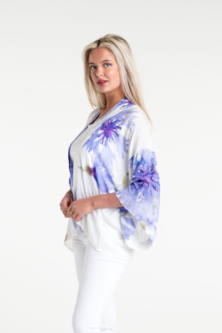 From My Mother's Garden Blue Cornflower Short Kimono