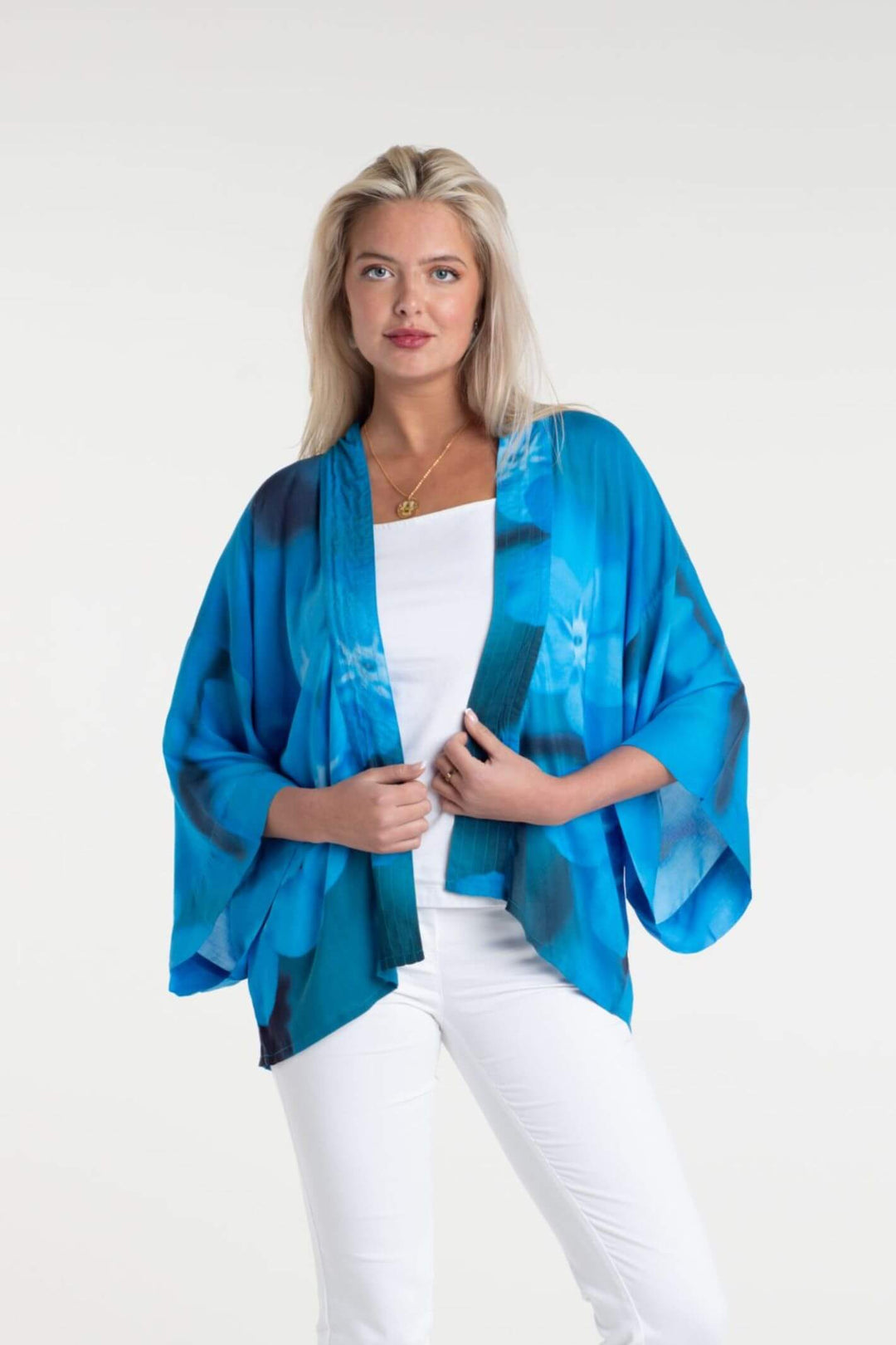 From My Mother's Garden Blue Forget Me Not Short Kimono