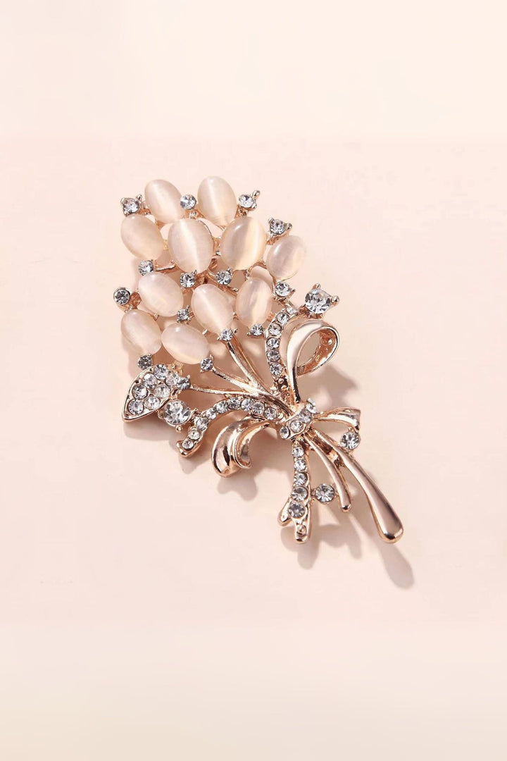 Frosted Pink Rose Gold Flowers Brooch
