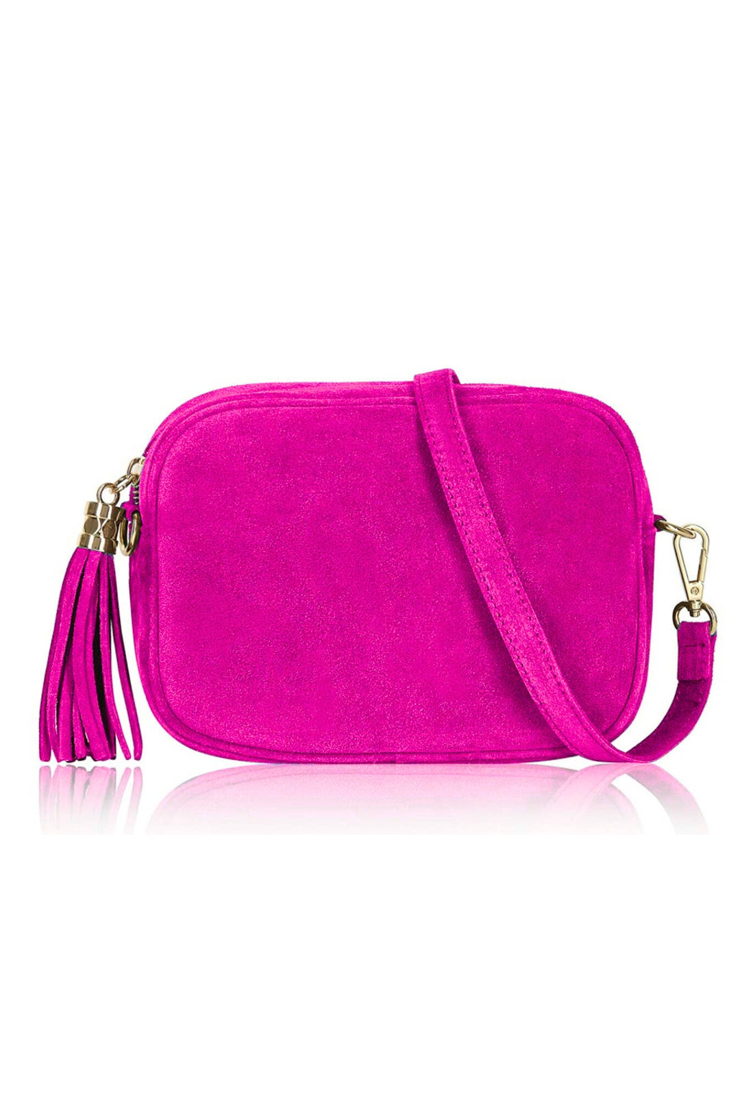 Fuchsia Handmade Italian Suede Tassel Camera Bag
