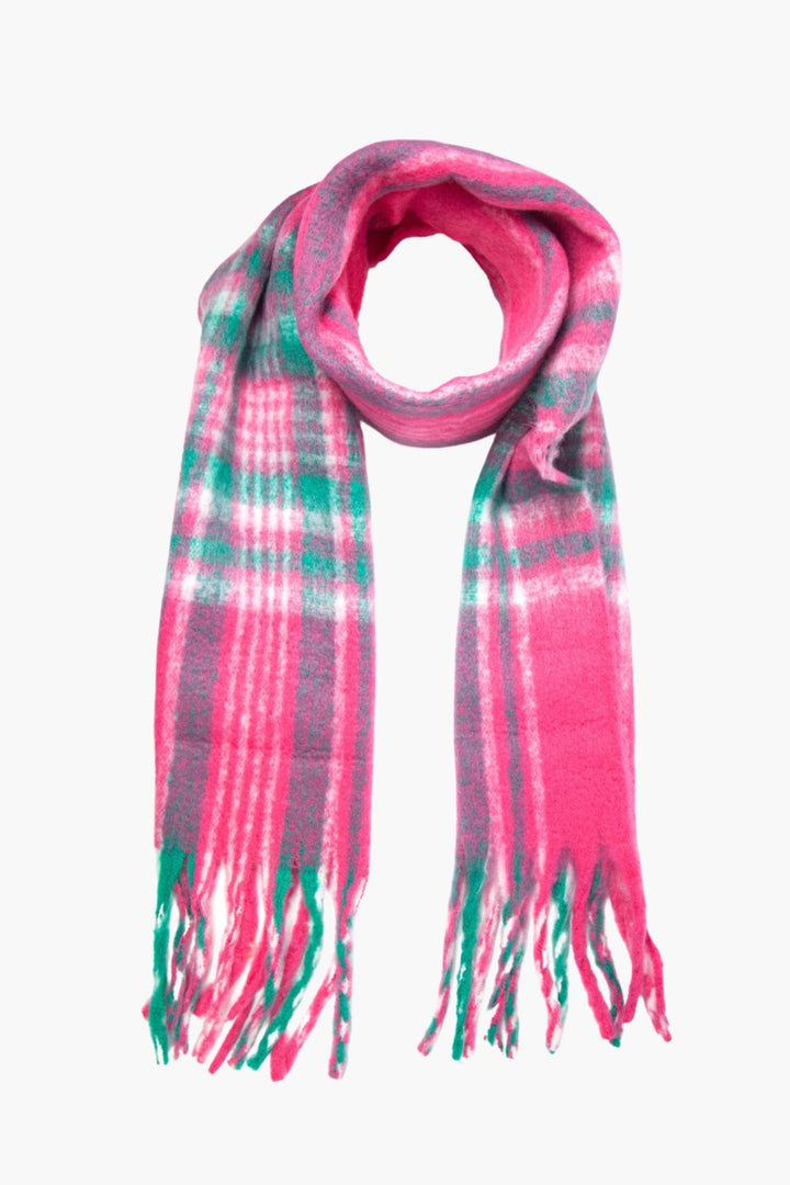 Fuchsia Traditional Check Print Heavyweight Scarf