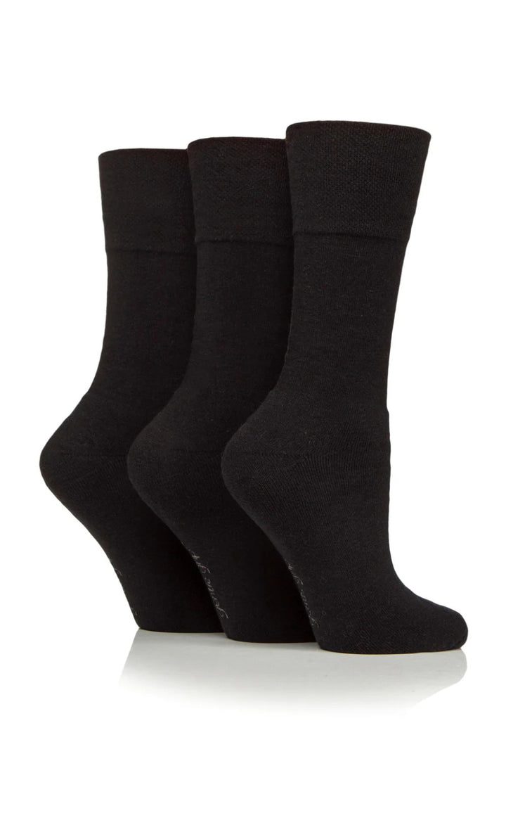 Gentle Grip Black Cotton Blend Socks