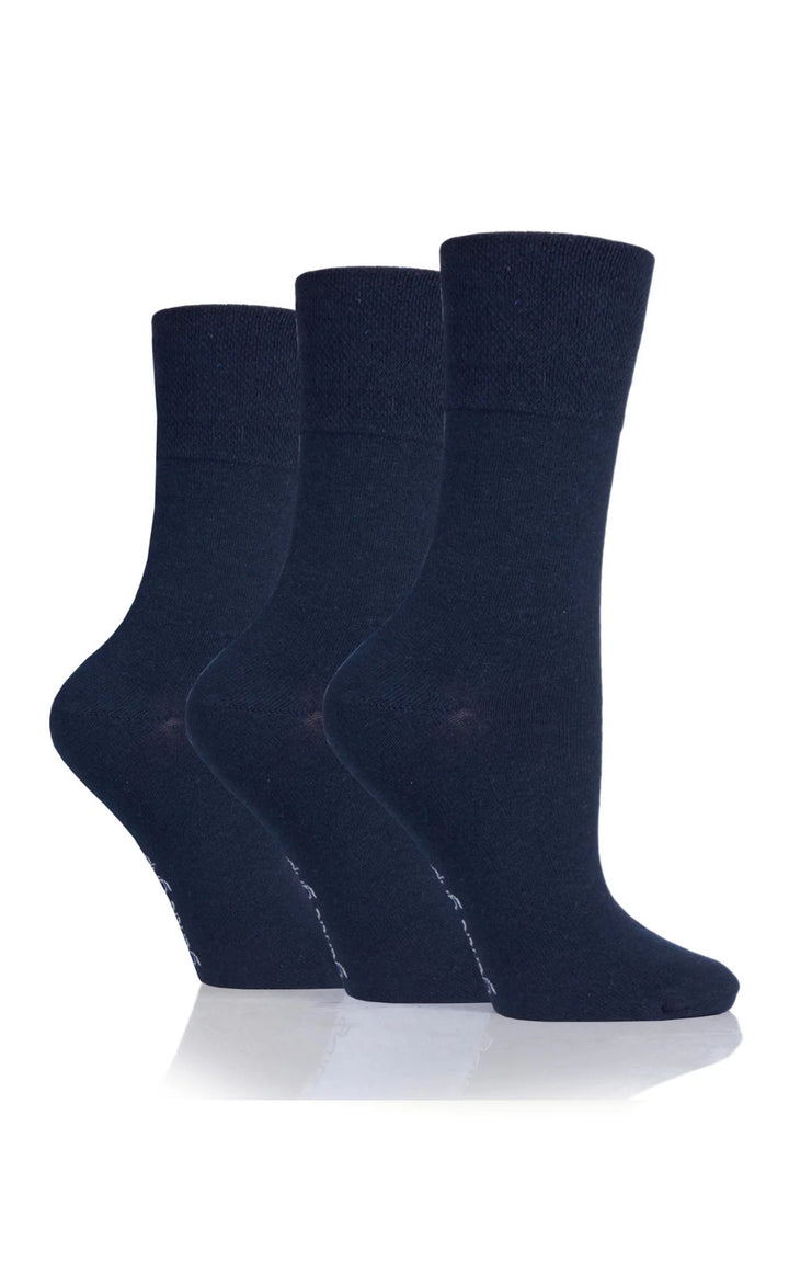 Gentle Grip Navy Cotton Blend Socks