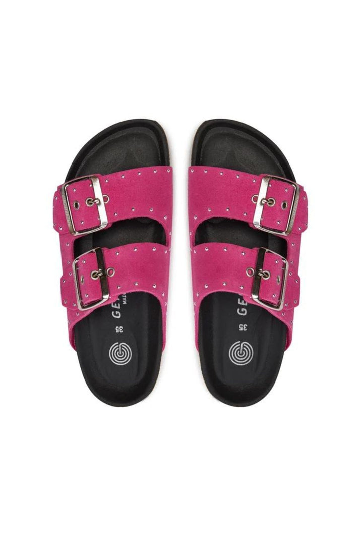 Genuins G105590 Honolulu Lead Fuchsia Pink Velour Studded Sandals