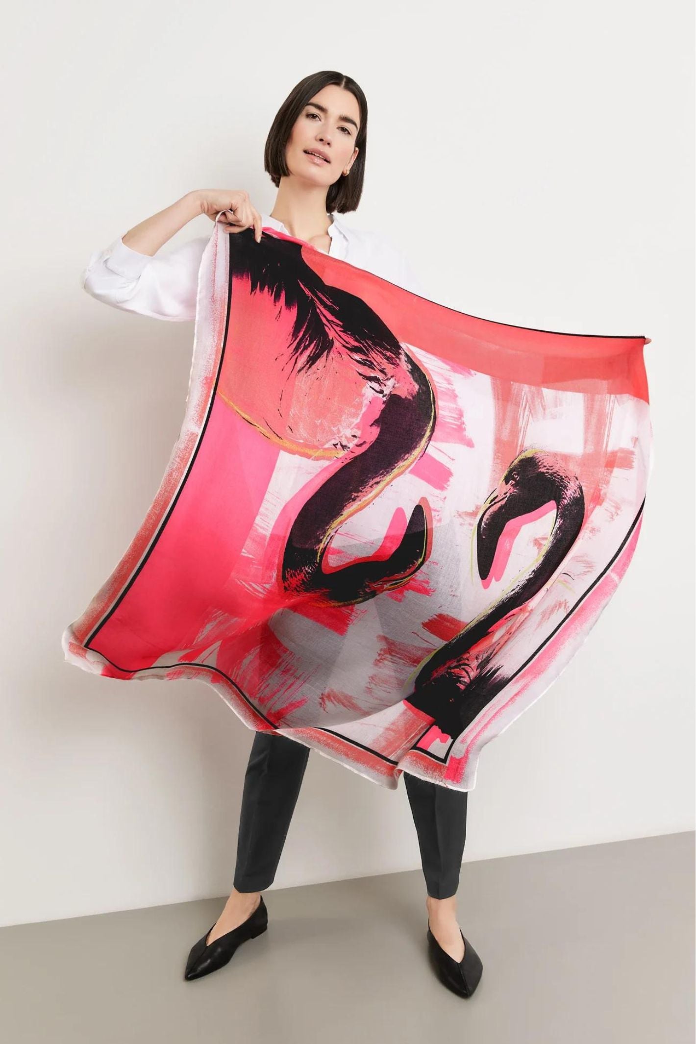 Gerry Weber 201017 Pink Abstract Flamingo Motif Scarf – Experience Boutique