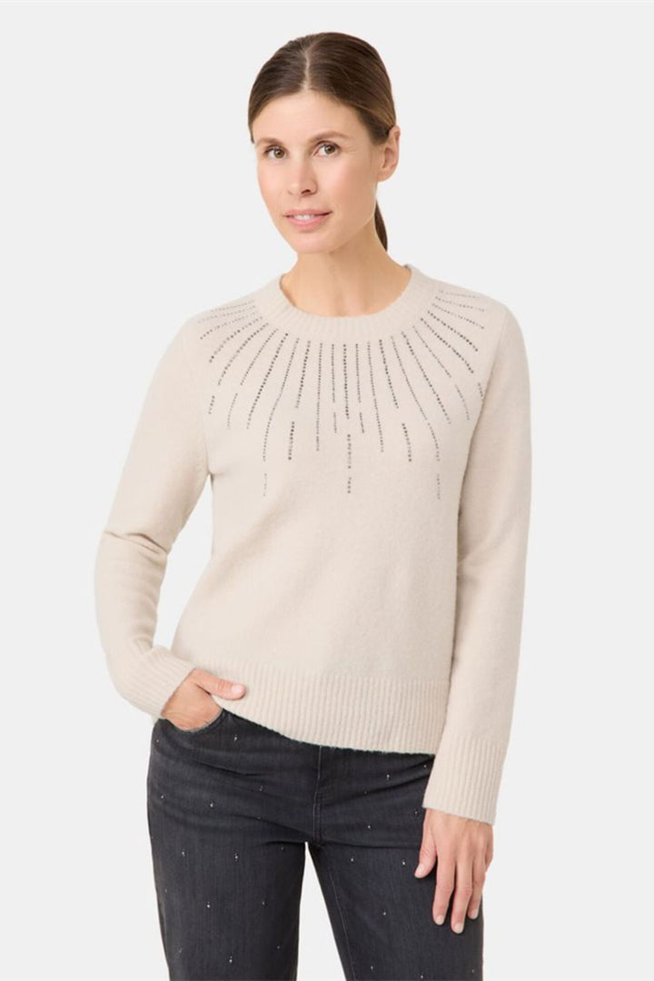 Gerry Weber Cream Melange Rhinestone Detail Wool Blend Jumper 370531
