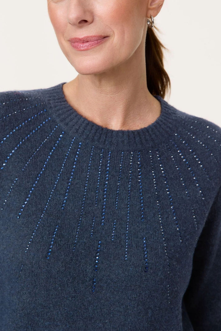 Gerry Weber Navy Blue Rhinestone Detail Wool Blend Jumper 370531