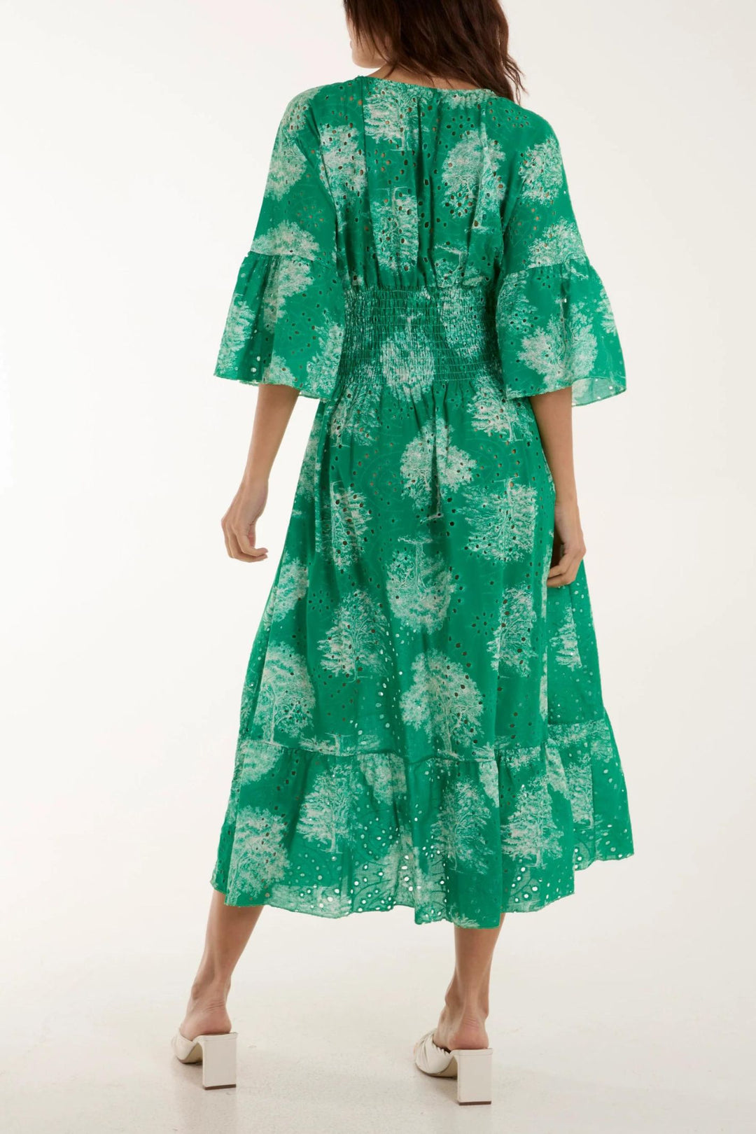 Green Broderie Anglaise V-Neck Maxi Dress Experience Boutique Green Broderie Anglaise V-Neck Maxi Dress Experience Boutique