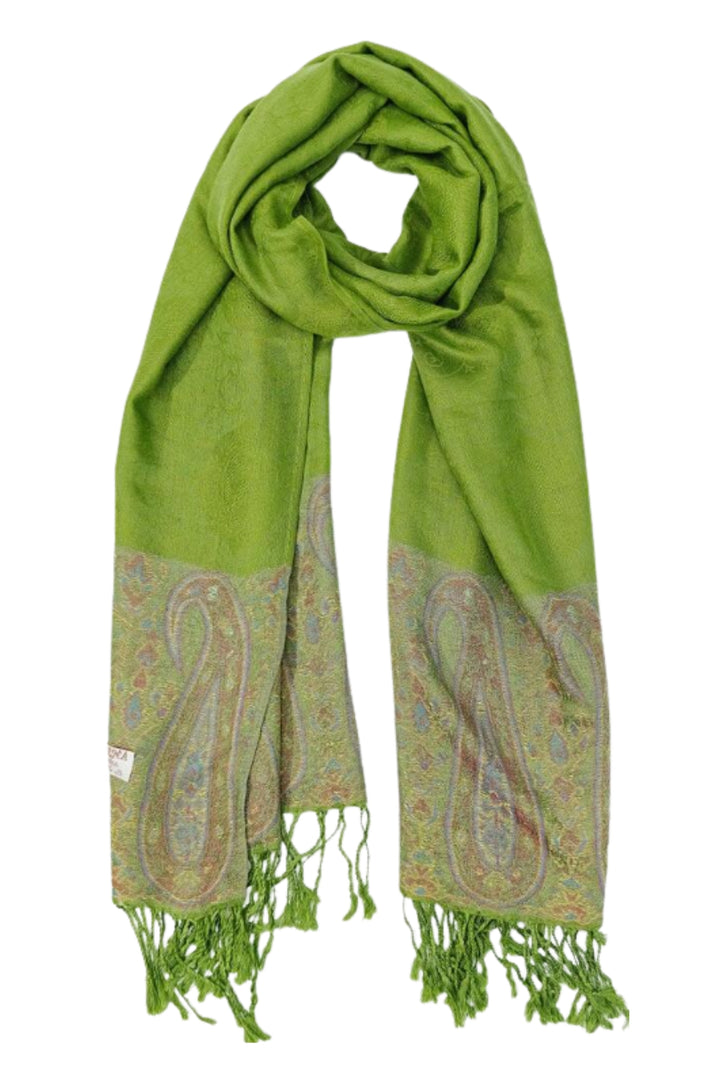 Green Multi-Tonal Paisley Print Scarf