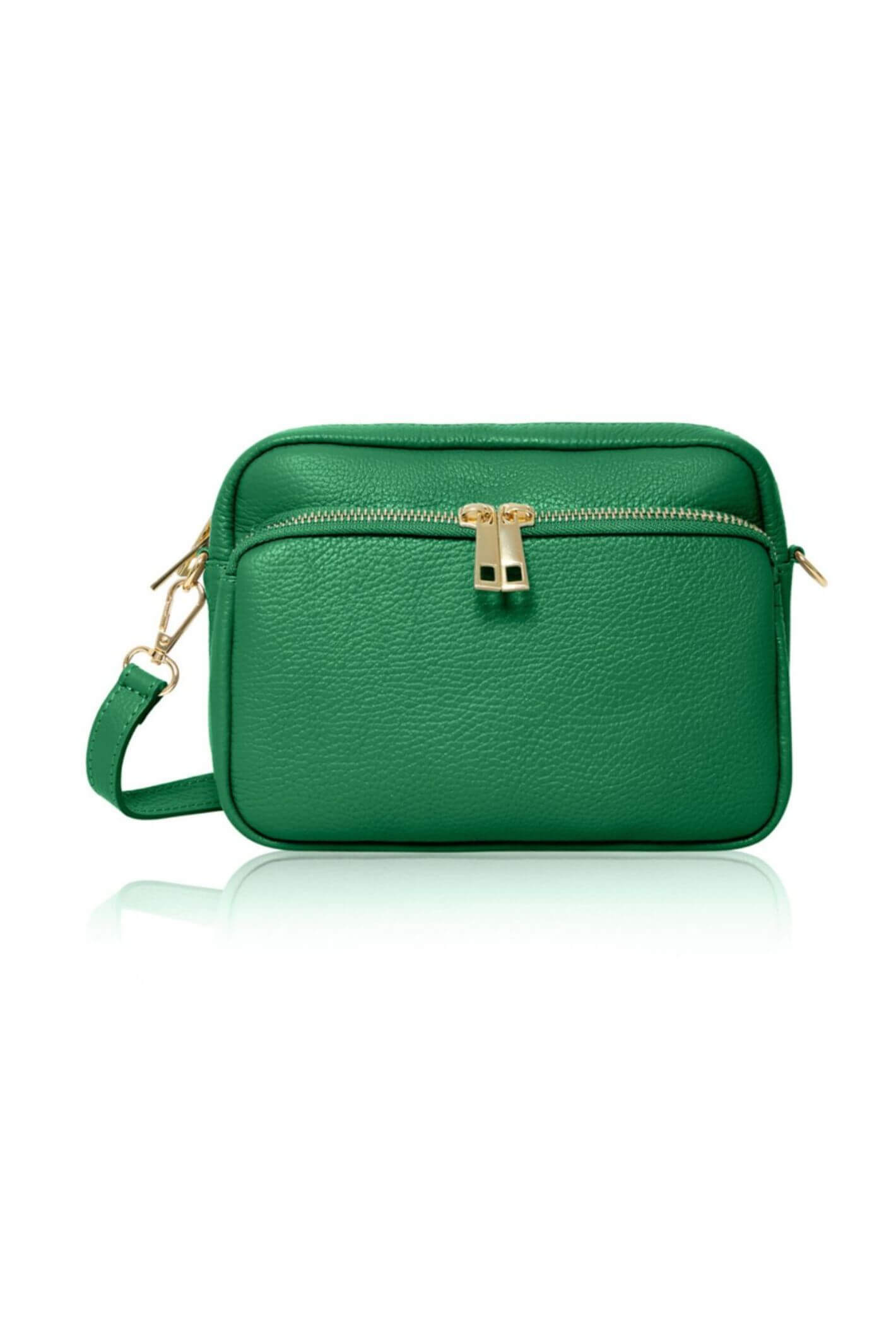 Green Twin Leather Compartment Camera Cross Body Bag – Experience