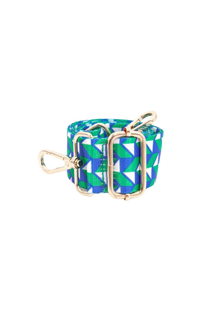 Green & Blue Geometric Chevron Print Bag Strap