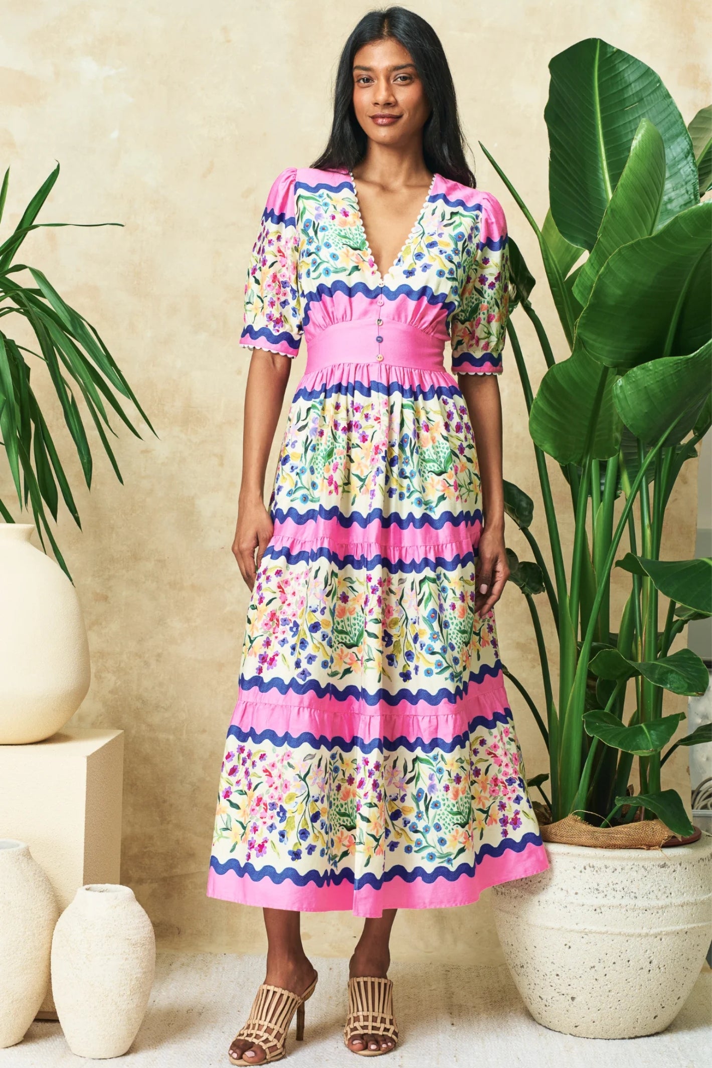 Hope & Ivy Meredith Dress Pink Multi Floral Print – Experience Boutique