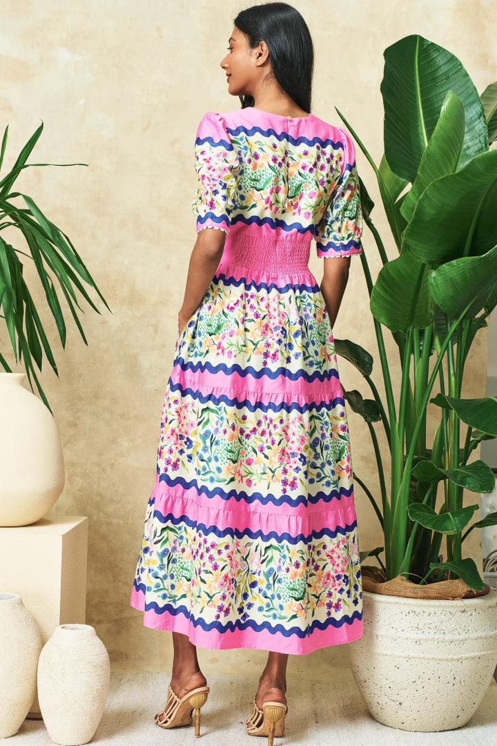 Hope & Ivy Meredith Dress Pink Multi Floral Print