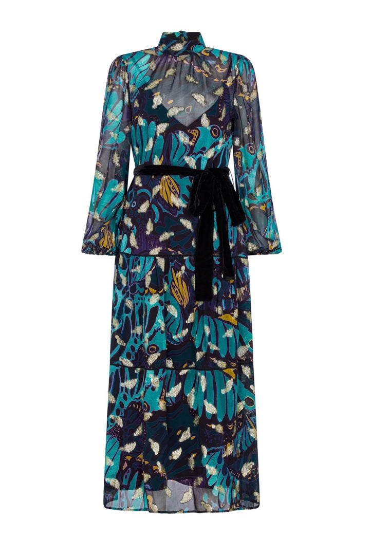 Hope & Ivy The Edith Peacock Print Maxi Dress