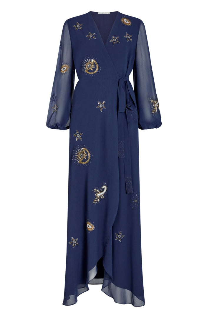 Hope & Ivy The Kai Embellished Wrap Dress