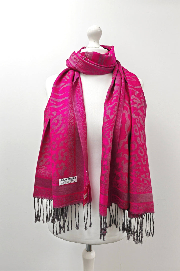 Hot Pink Animal Print Super Soft Pashmina Scarf Shawl Wrap