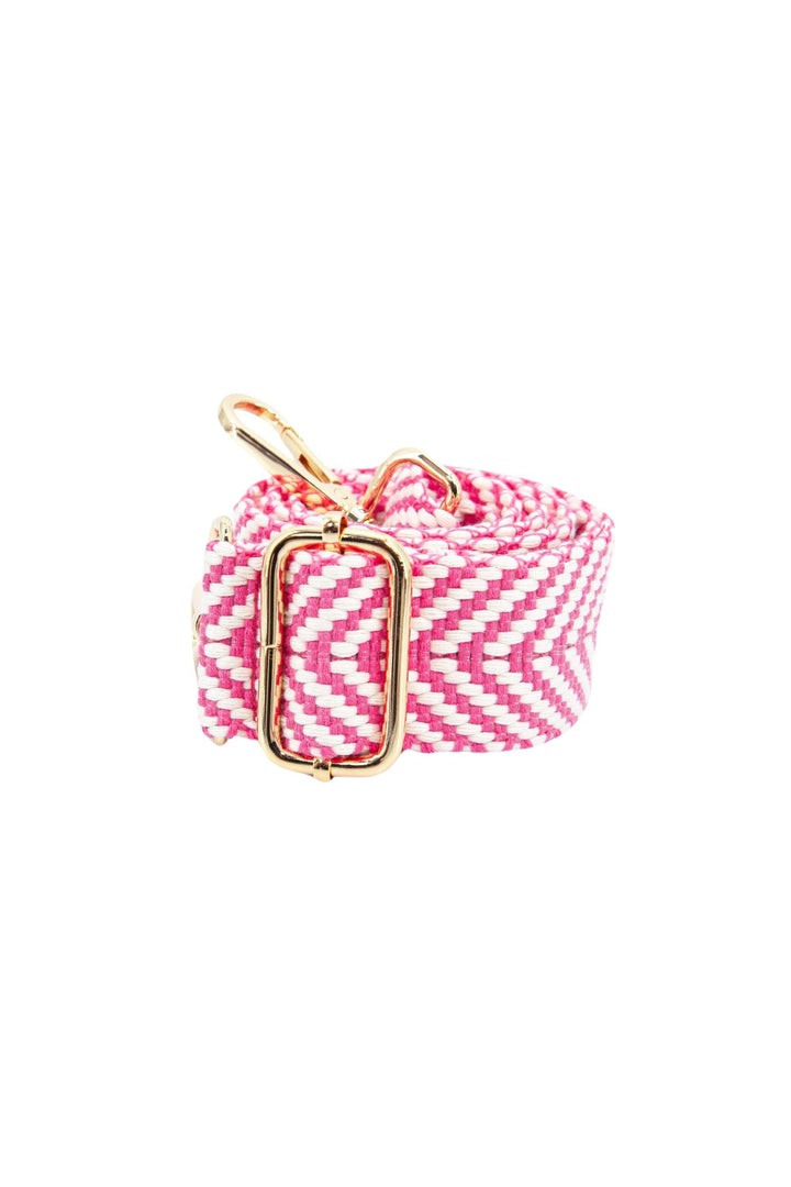 Hot Pink Chevron Print Woven Bag Strap