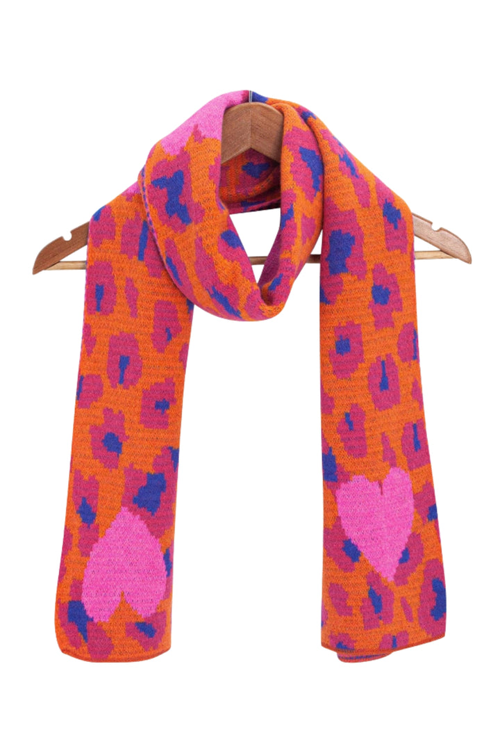 Hot Pink Leopard and Hearts Warm Scarf