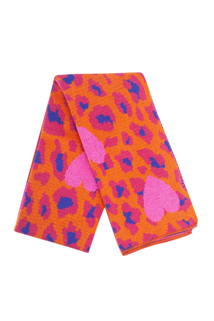 Hot Pink Leopard and Hearts Warm Scarf