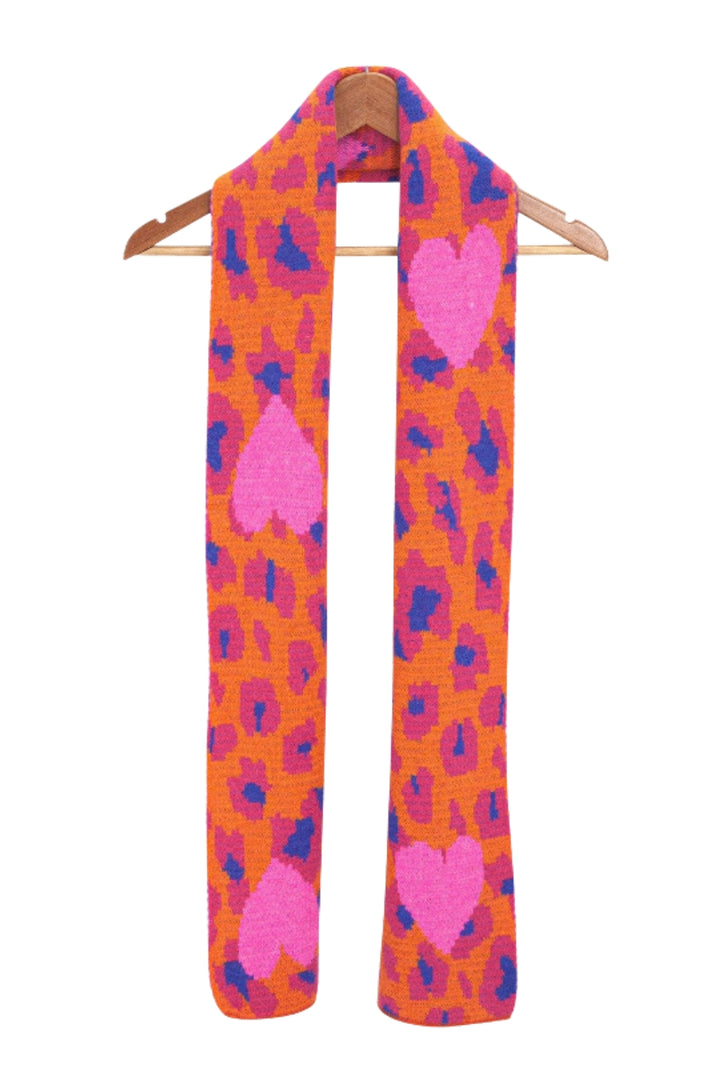 Hot Pink Leopard and Hearts Warm Scarf