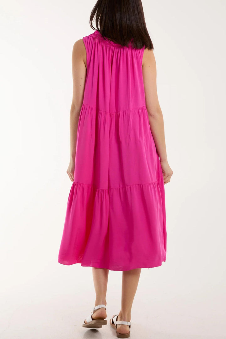 Hot Pink Looser Fit Tired Shift Dress