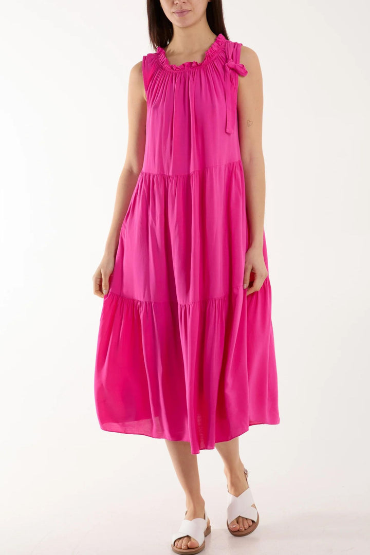 Hot Pink Looser Fit Tired Shift Dress