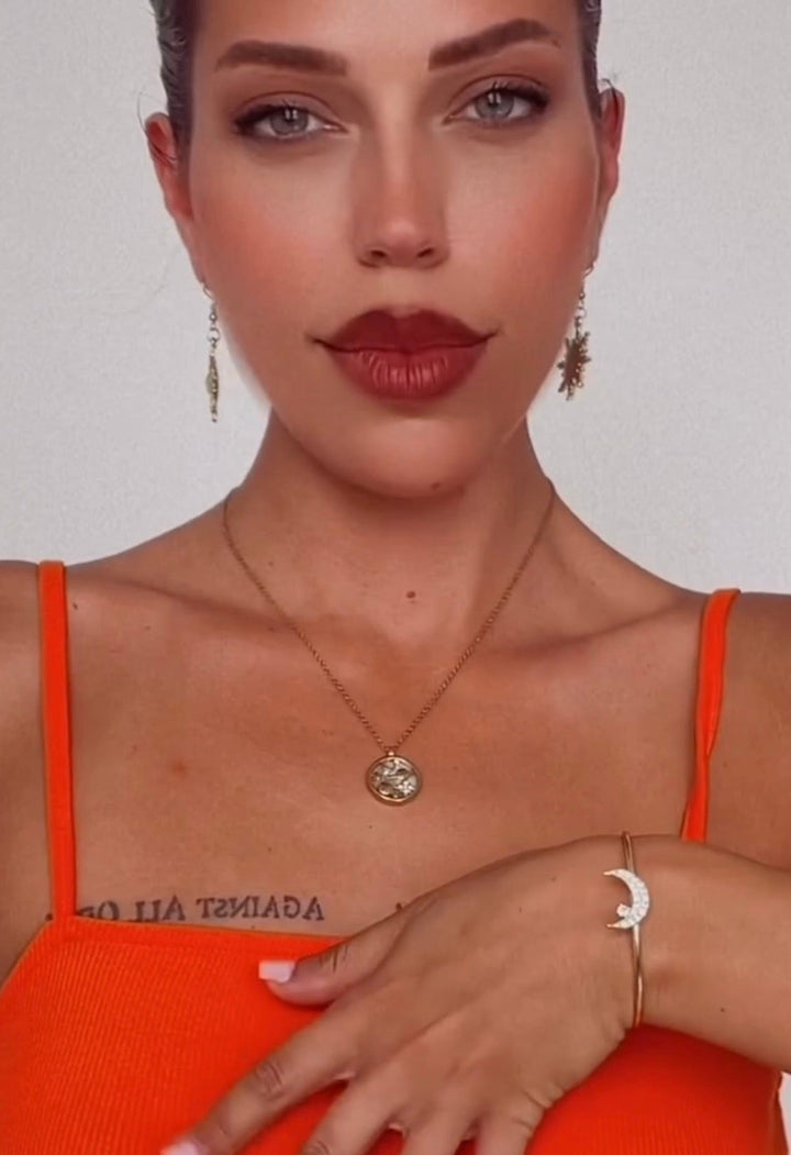 Neva Luxe 18k Gold Plated Reversible Celestial Pendant Necklace