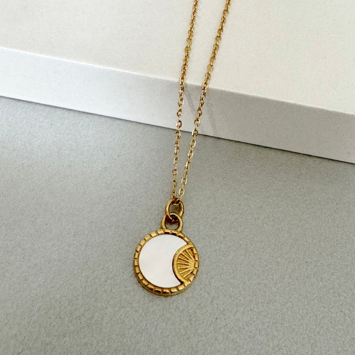 Neva Luxe 18k Gold Plated Reversible Celestial Pendant Necklace