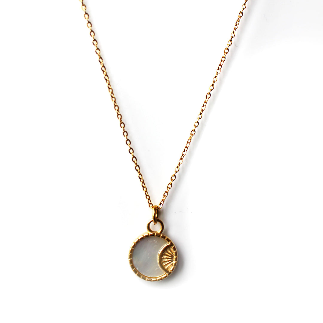 Neva Luxe 18k Gold Plated Reversible Celestial Pendant Necklace