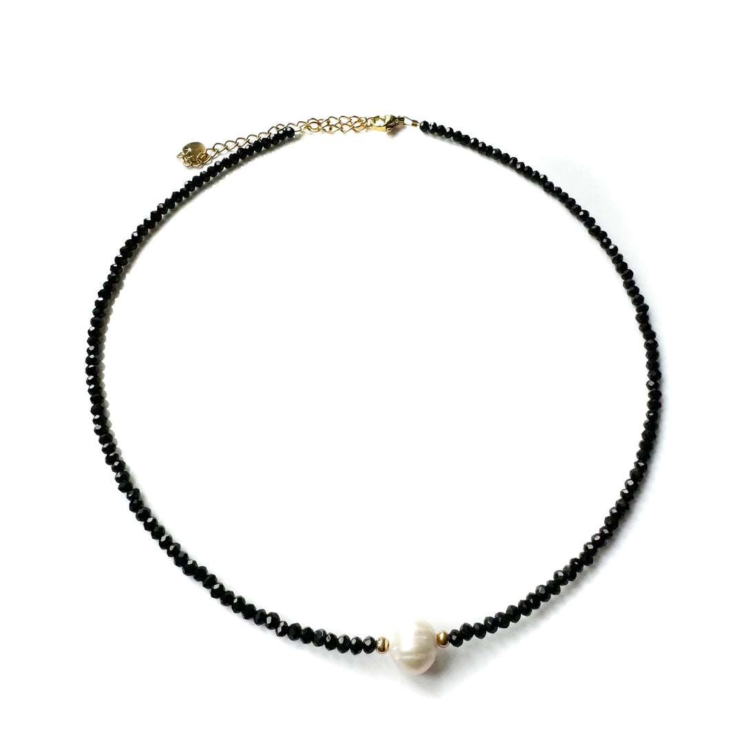 Kinzie Luxe Black Beaded Statement Pearl Necklace