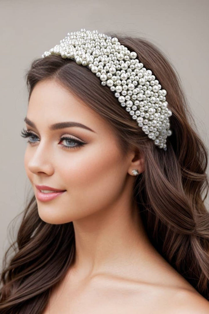 Ivory Pearl Flat Fit Wide Headband