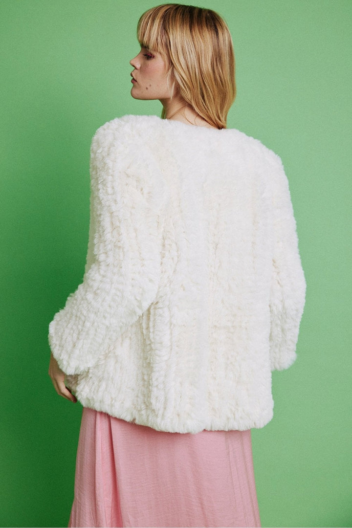 Jayley Cream Faux Fur Hand Knitted Coat