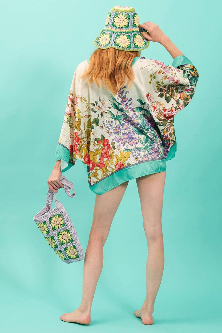 Jayley Cream Floral Print Bamboo Blend Kimono